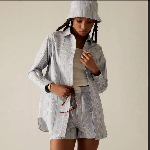 Kith Ida Logo Stripe Boxer Shorts Women's Medium, Blue + White Pinstripe - Picture 3 of 11